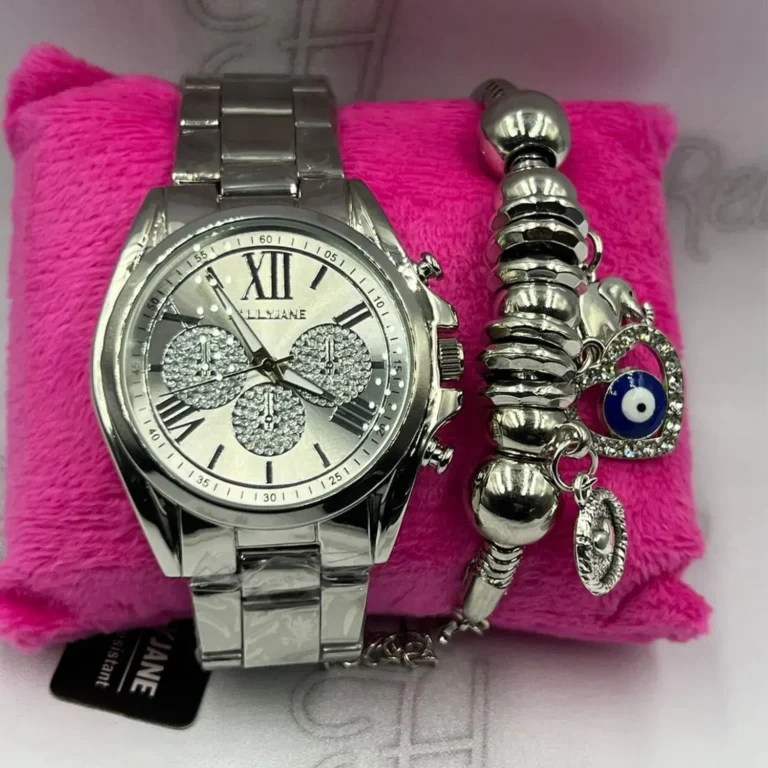 Kit-Relogio-Feminino-Luxo-Prata-Sortido-A-prova-dagua-Pulseira-Prateado