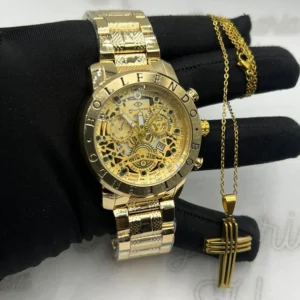 Relógio Masculino Bollfendo Skeleton – A prova d’água + Cordão