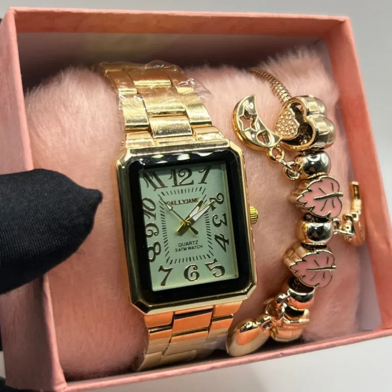 Kit-Relogio-Feminino-Luxo-Pallyjane-Retangular-100-Funcional-A-prova-dagua-Pulseira-Berloques-Caixinha-Dourado-com-Branco