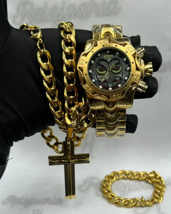 Kit Invicta Joker Banhado a Ouro 18K – Relógio + Acessórios - Imagem 3