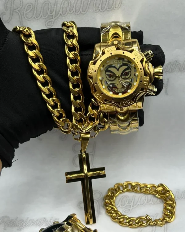 Kit Invicta Joker Banhado a Ouro 18K – Relógio + Acessórios - Imagem 4