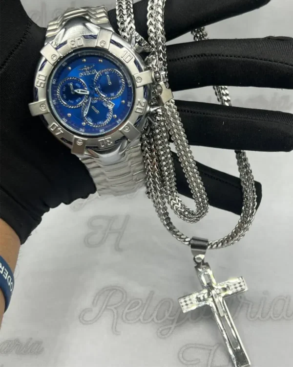 Kit Relógio Masculino Invicta Thunderbolt – Linha Ouro Banhado a Prata