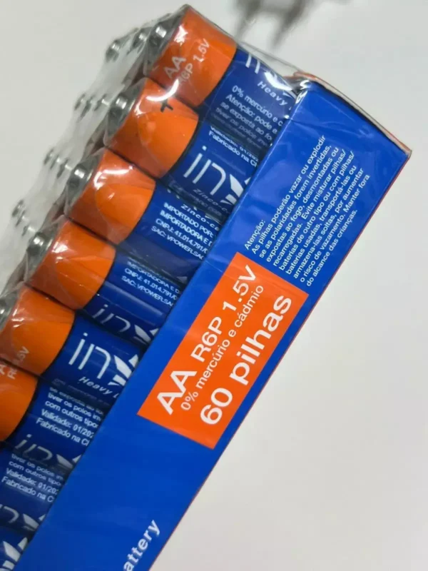 Pilha AA - Pacote com 60 pilhas - 15 kits de 4 unidades