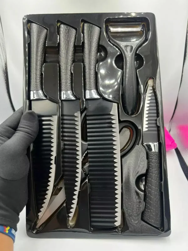 Conjunto de Facas Antiaderentes Aço Inoxidável - 6 peças - Preto