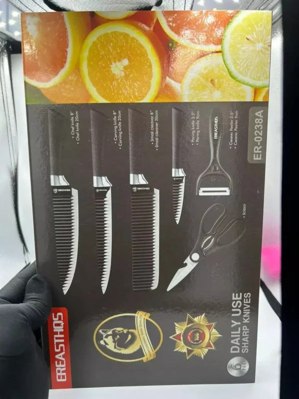 Conjunto de Facas Antiaderentes Aço Inoxidável - 6 peças - Preto - Imagem 2